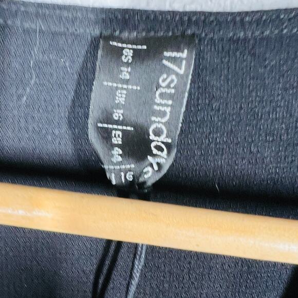 NEW! 17 Sundays Loose Knit Sheath Dress Tie Waist Black Cap Sleeve - 14 - Picture 5 of 6